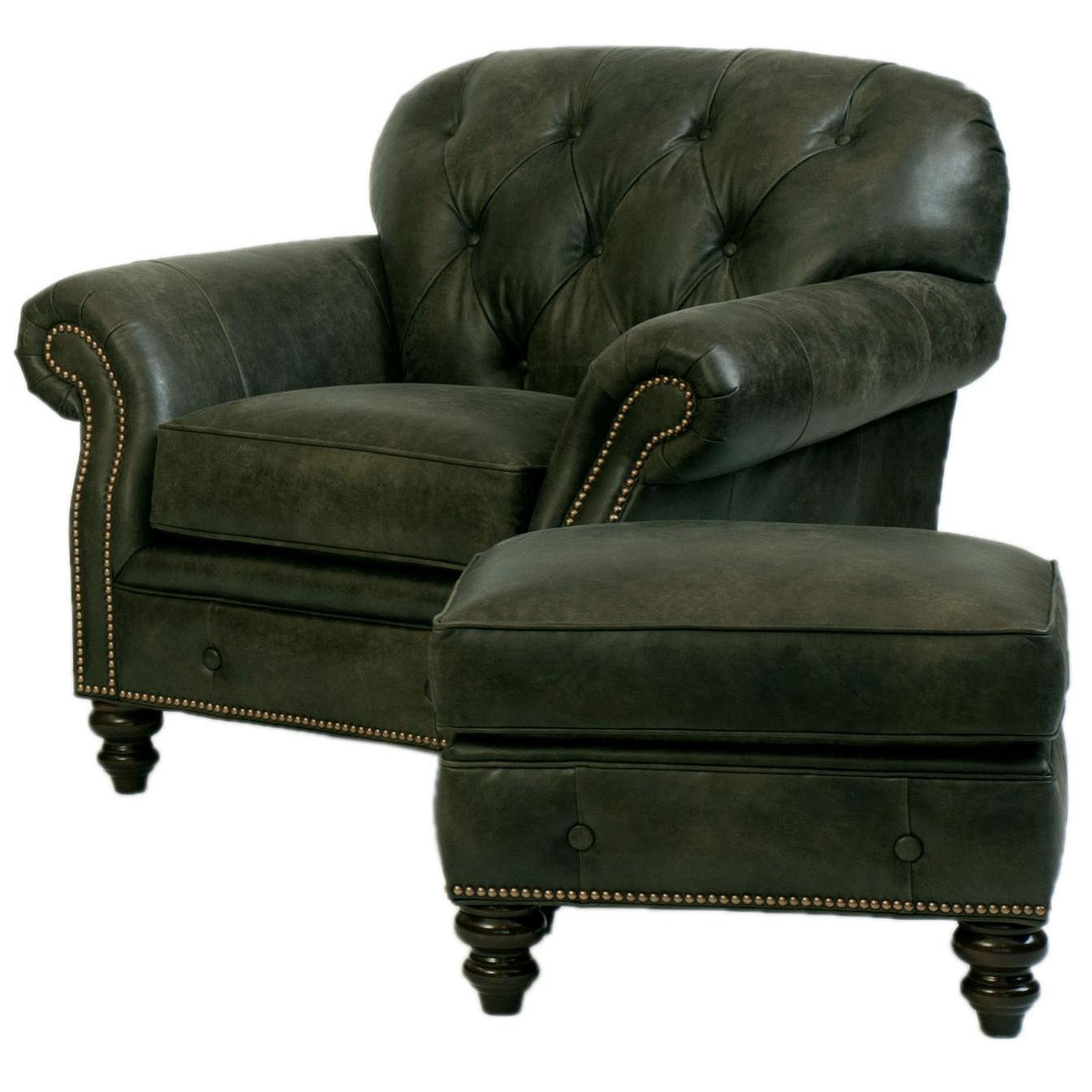 Smith Brothers 396 Traditional Button Tufted Chair And Ottoman Combination Sprintz Furniture Chair Ottoman Sets