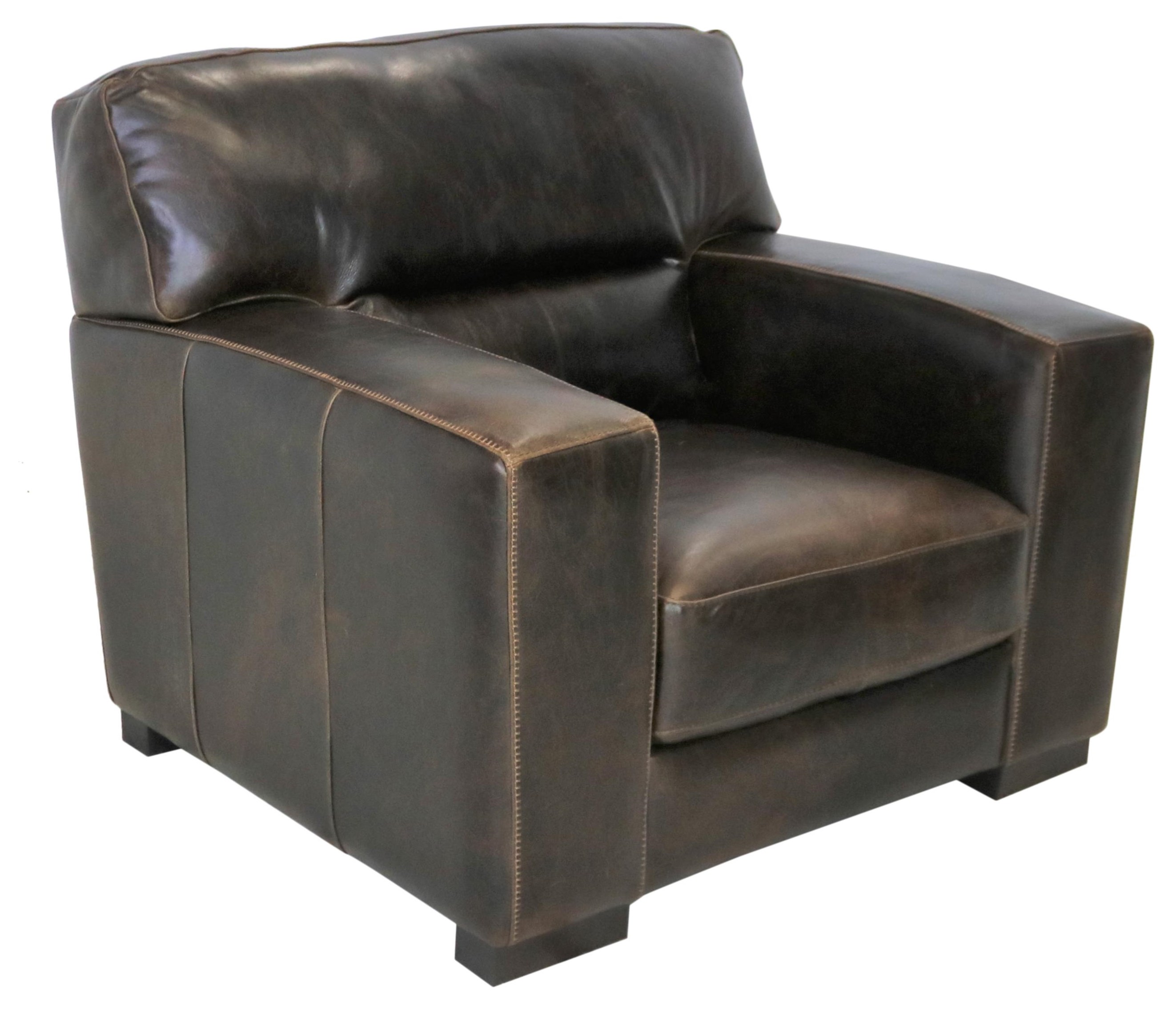 Giovanni Leather Group 10 Italian Leather Chair and Ottoman