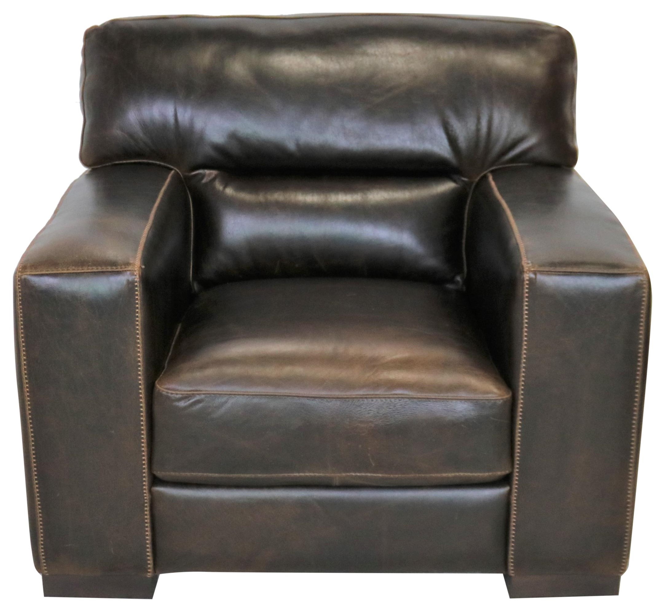 Giovanni Leather Group 10 Italian Leather Chair and Ottoman