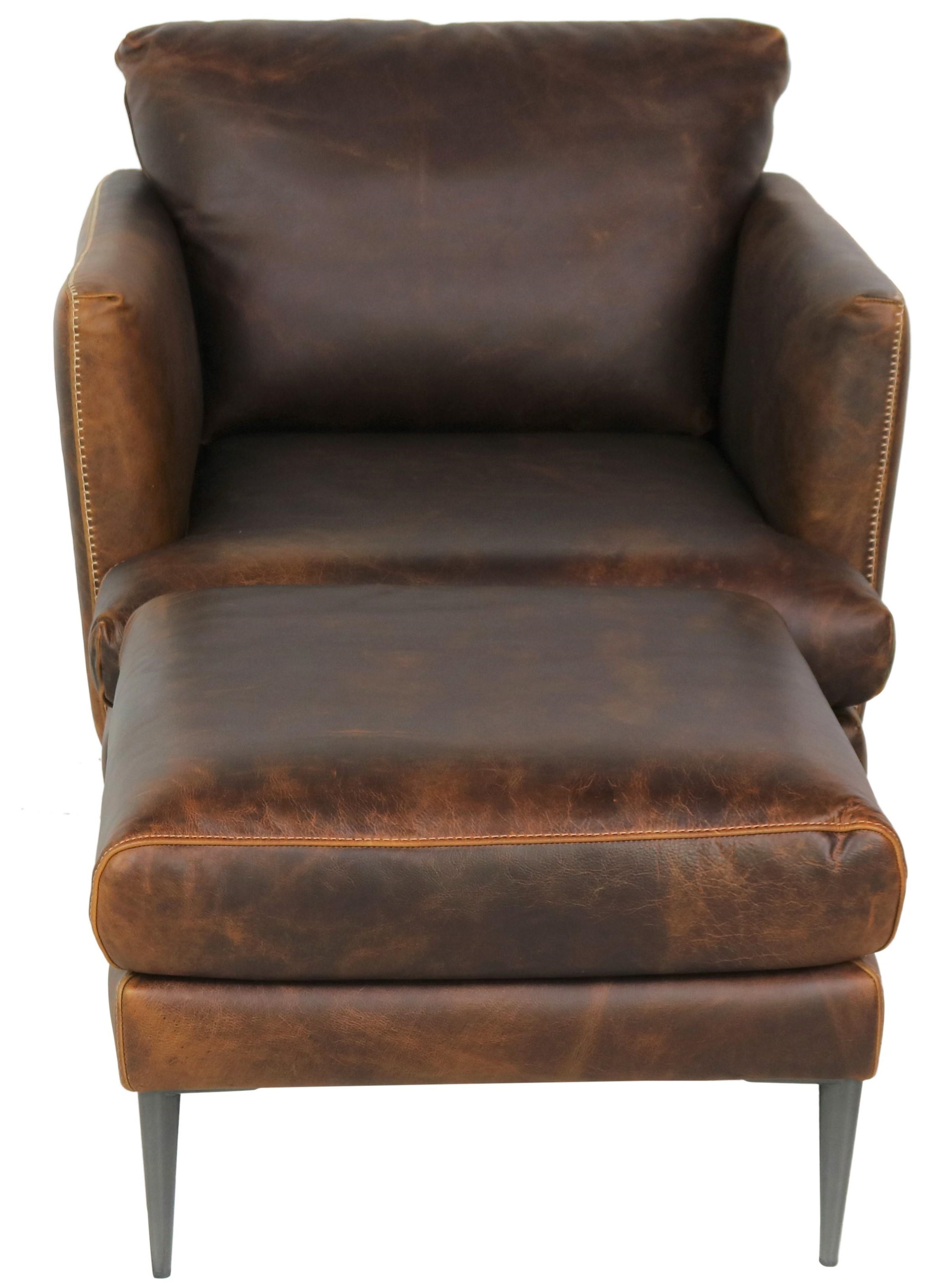Giovanni Leather Gio Collection Italian Leather Chair and Ottoman