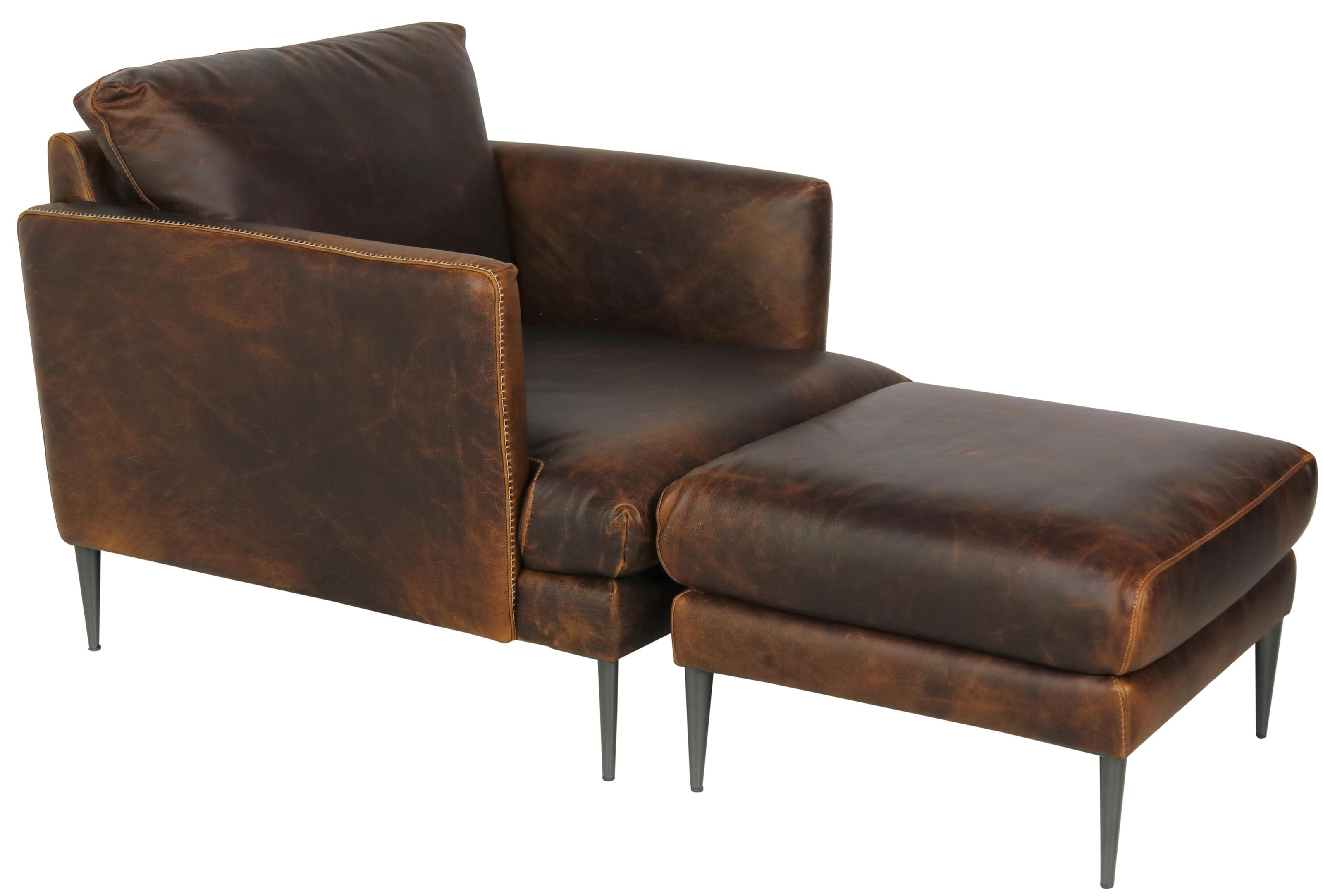 Giovanni Leather Gio Collection Italian Leather Chair and Ottoman