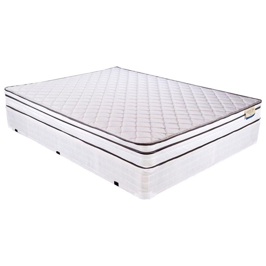 Solstice Sleep Products Aquarius Queen Cushion Euro Innerspring Mattress And White Box Foundation Vandrie Home Furnishings Mattress And Box Spring Sets