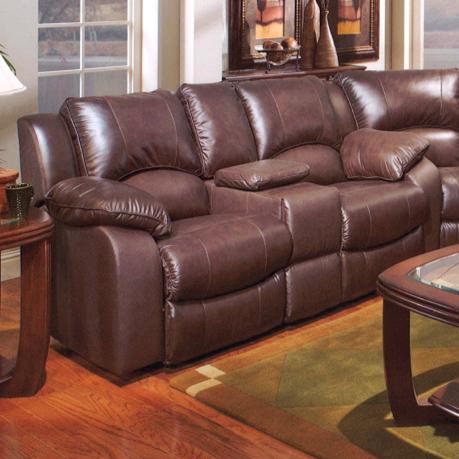 Somerton Flexor Leather Match Reclining Loveseat With Console And