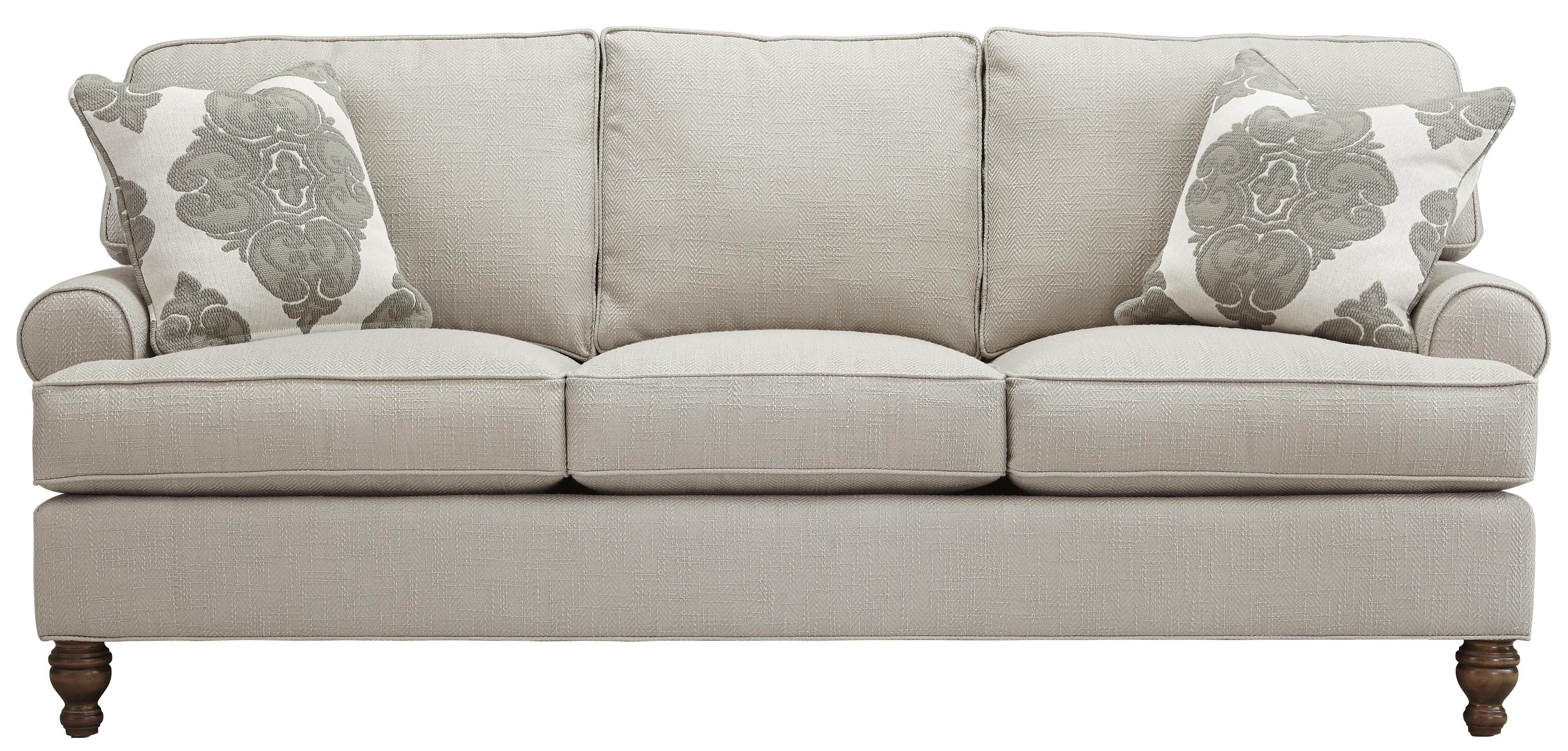 Stationary Sofa with Rolled Arms and Turned Legs