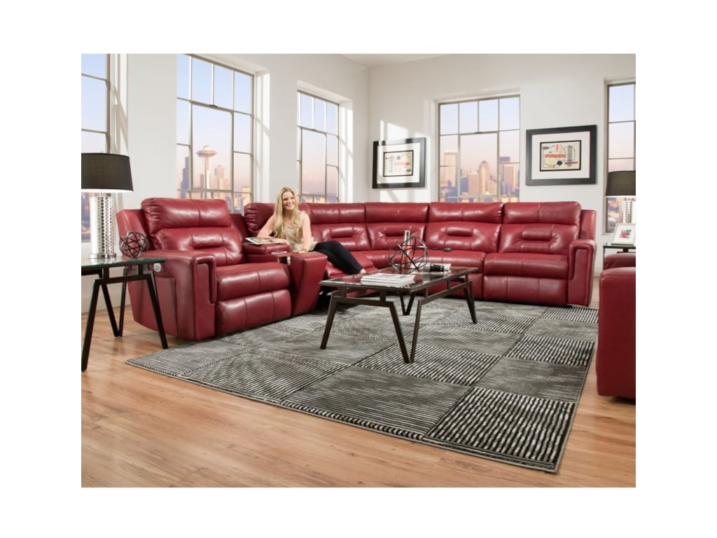 Southern Motion ExcelPwr Headrest Reclining Sectional w/ 5 Seats