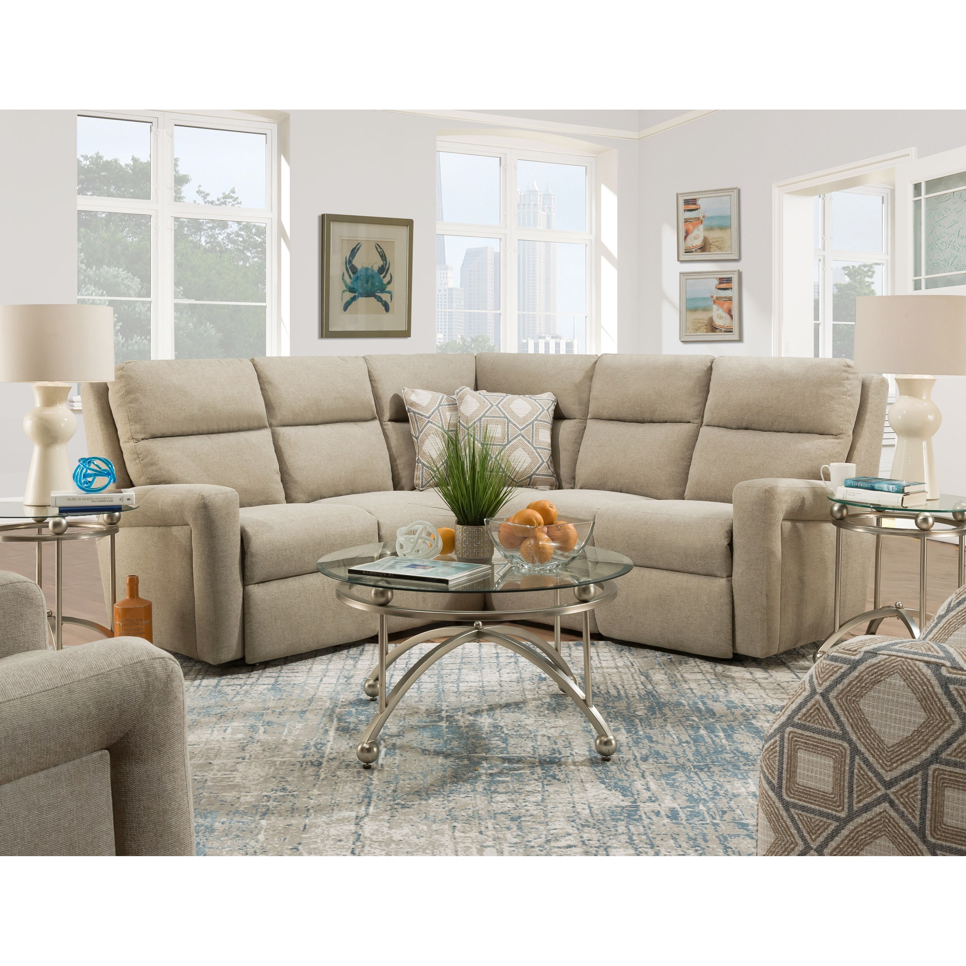 Southern Motion Metro Contemporary Reclining Sectional Sofa With