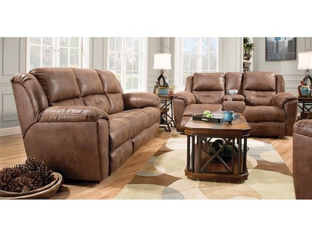Pandora Double Reclining Console Sofa With Headrest By Southern Motion At Goffena Furniture Mattress Center