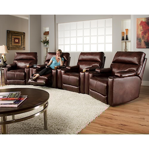 Southern Motion Tango Theater Seating Group With 4 Lay Flat Southern Motion Tango Theater Seating Group With 4 Lay Flat Recliners And Cup Holders