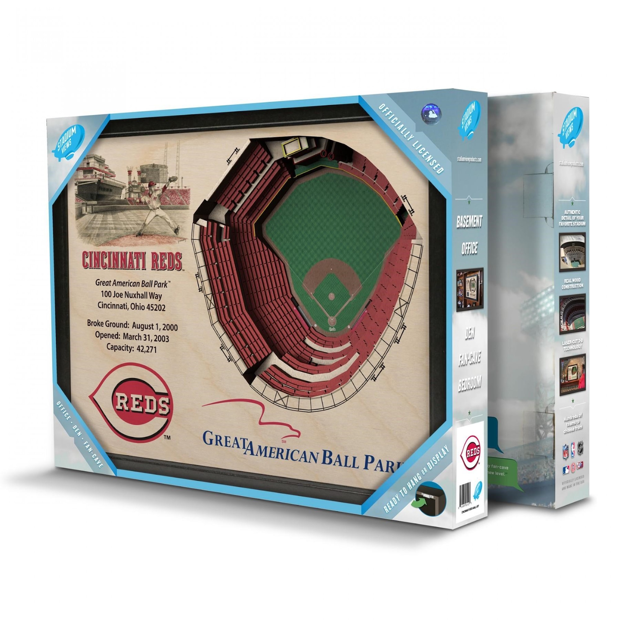 Cincinnati Reds Great American Ballpark Stadiumview 3D Wall Art – Sports  Fanz