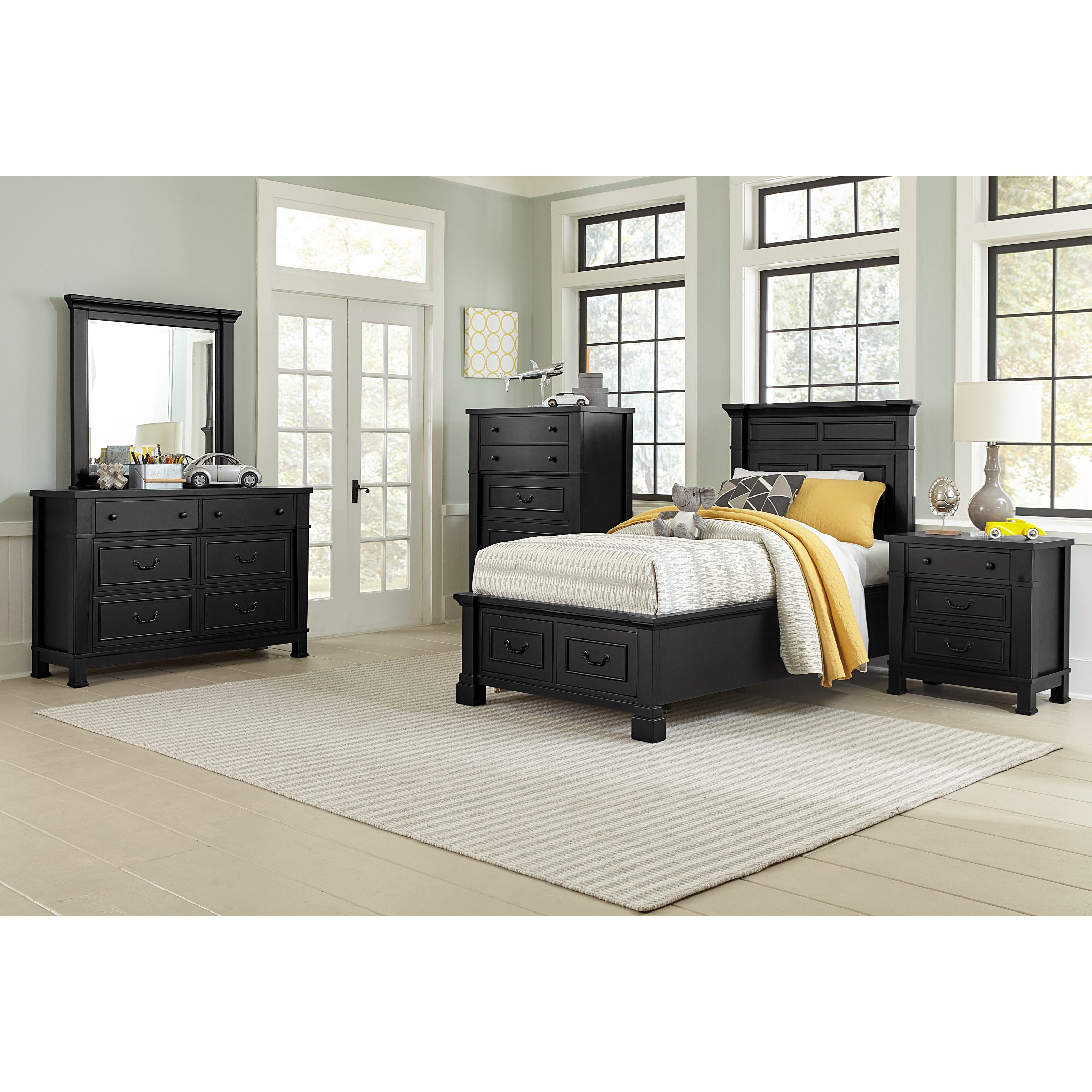 Vfm Signature Annapolis Transitional Low Profile Twin Bed With 2