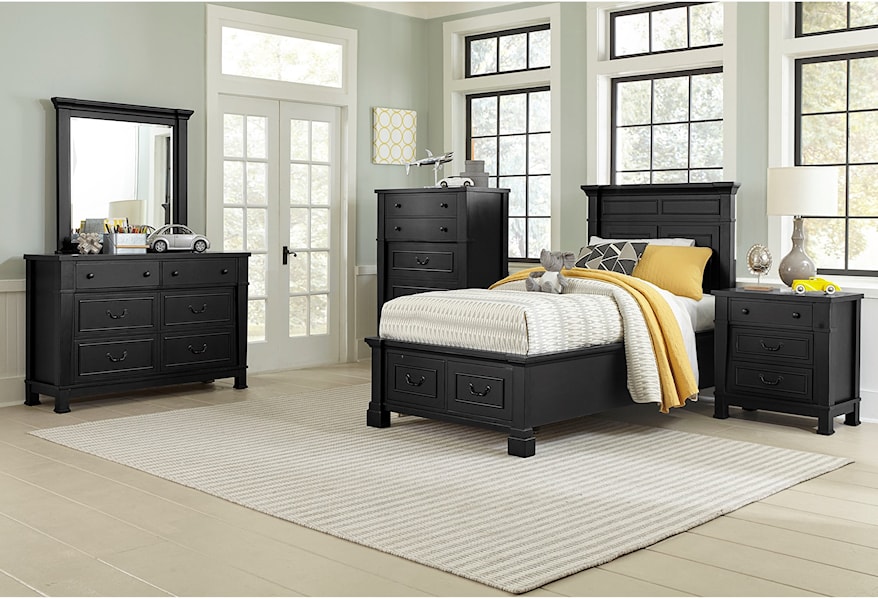 Vfm Signature Annapolis Transitional Low Profile Twin Bed With 2