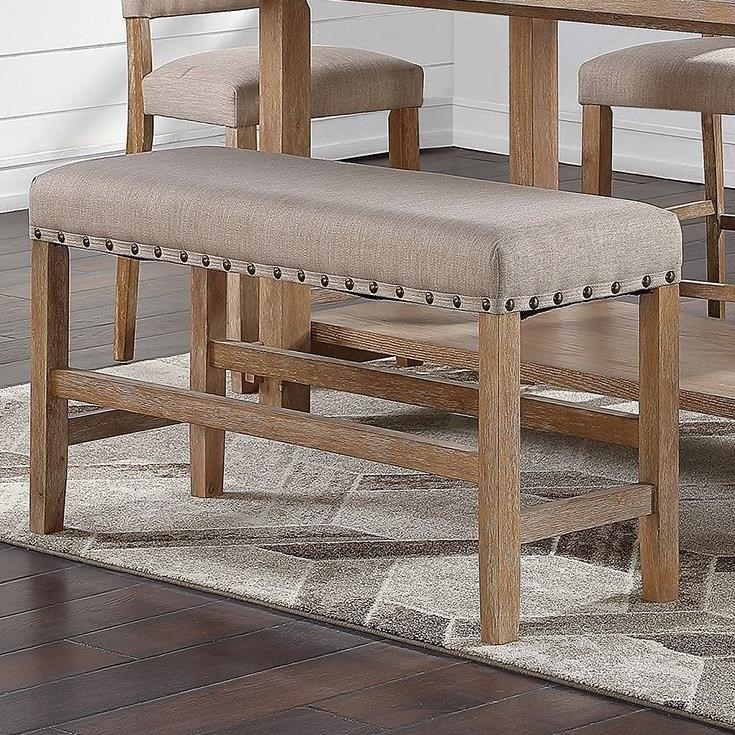 Zenith Aubrun Honey 11639 Rustic Counter Height Dining Bench With