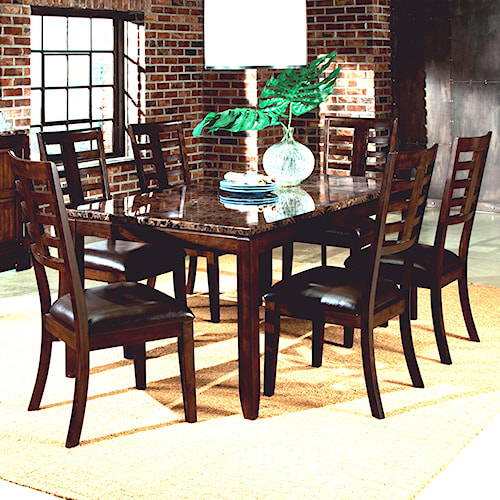 7 piece dining set with faux marble top - bellastandard