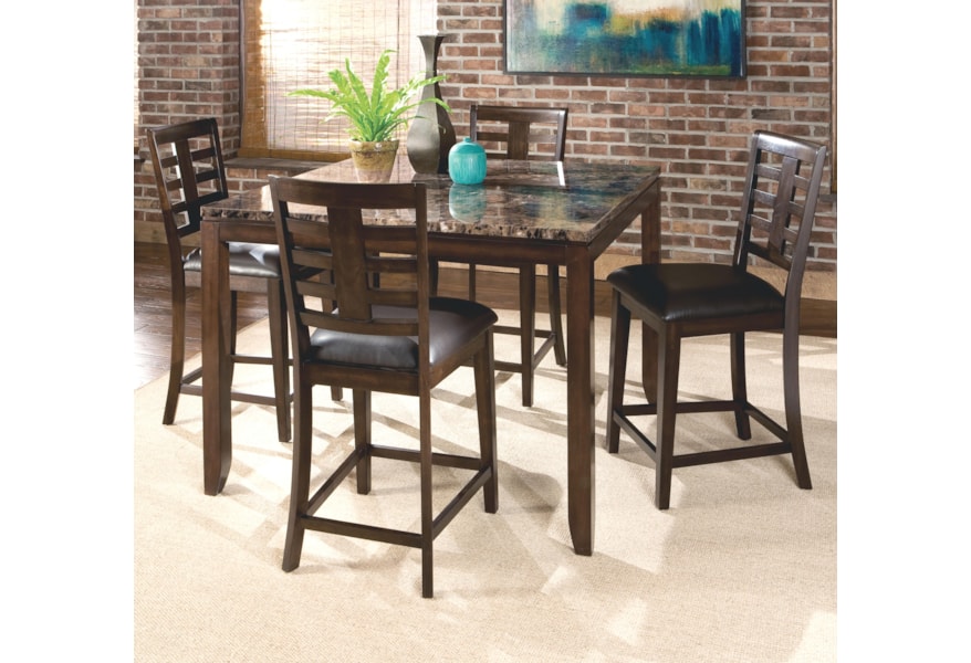 Bella 5 Piece Counter Height Dining Set With Faux Marble Top By Standard Furniture At Bella 5 Piece Counter Height Dining Set With Faux Marble Top By Standard Furniture At