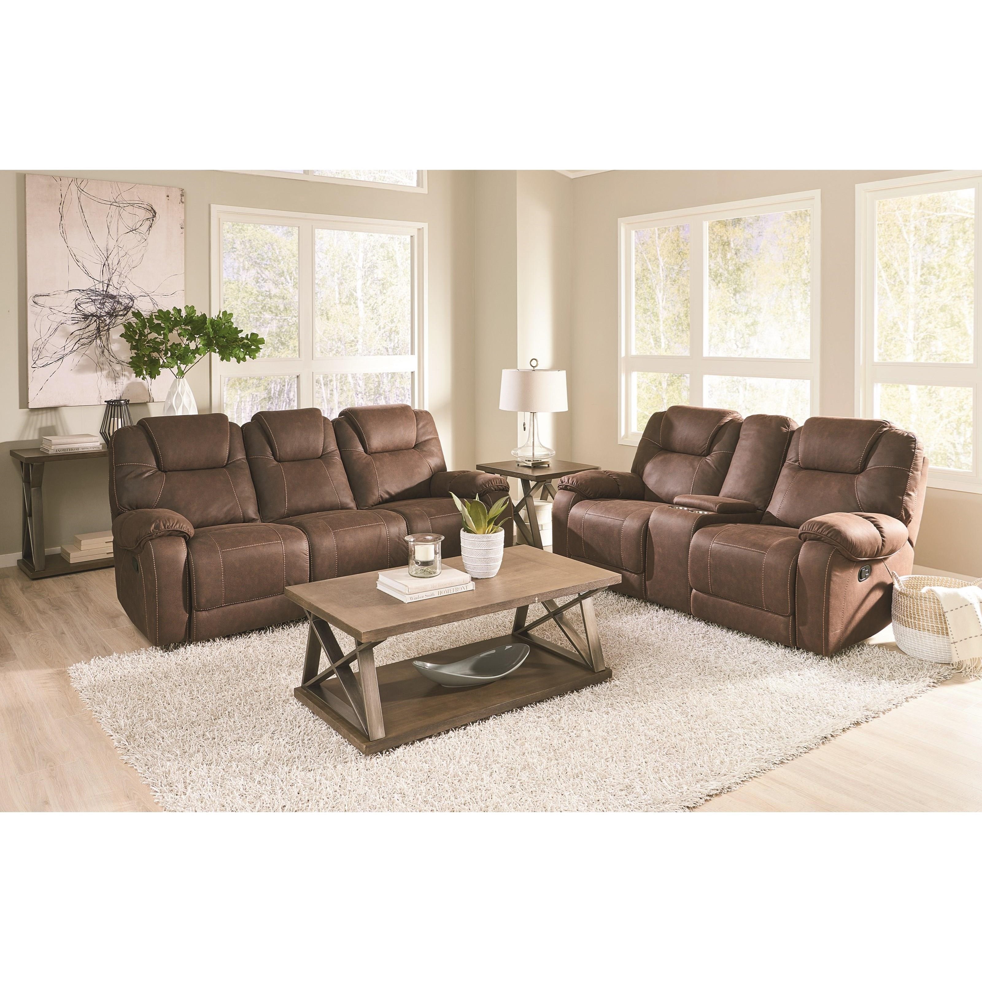 Standard Furniture Burbank Casual Manual Reclining Sofa With Plush Pillow Arms Standard Furniture Reclining Sofas