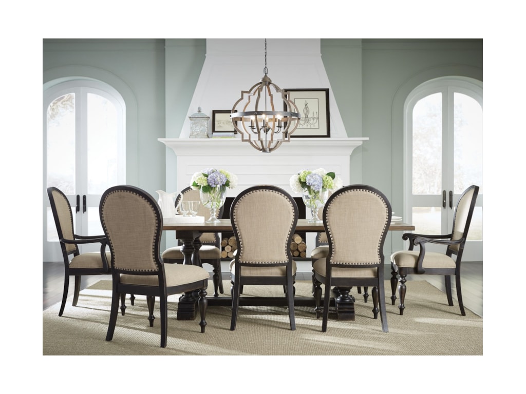 Standard Furniture Cambria Trestle Table And Upholstered Chair Standard Furniture Cambria Trestle Table And Upholstered Chair