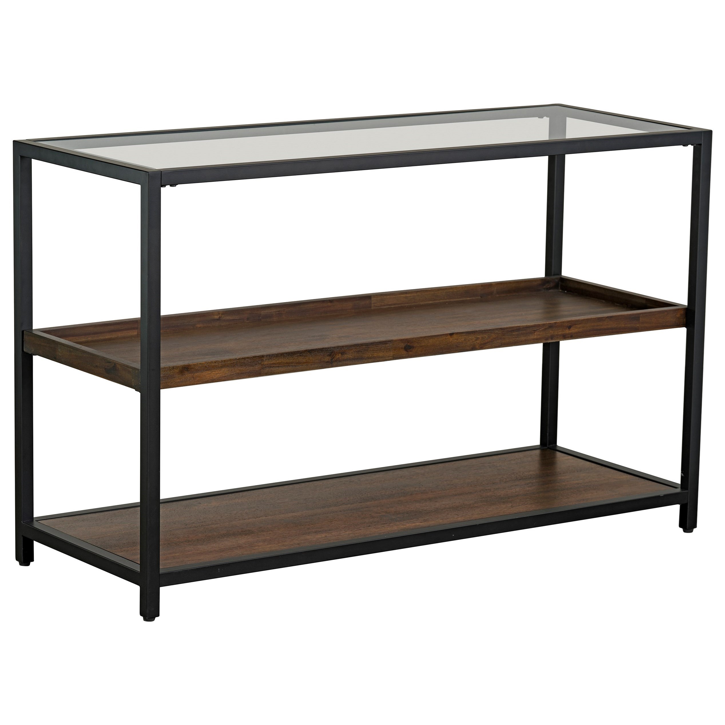 Standard Furniture Copeland Industrial Sofa Table With Glass Top