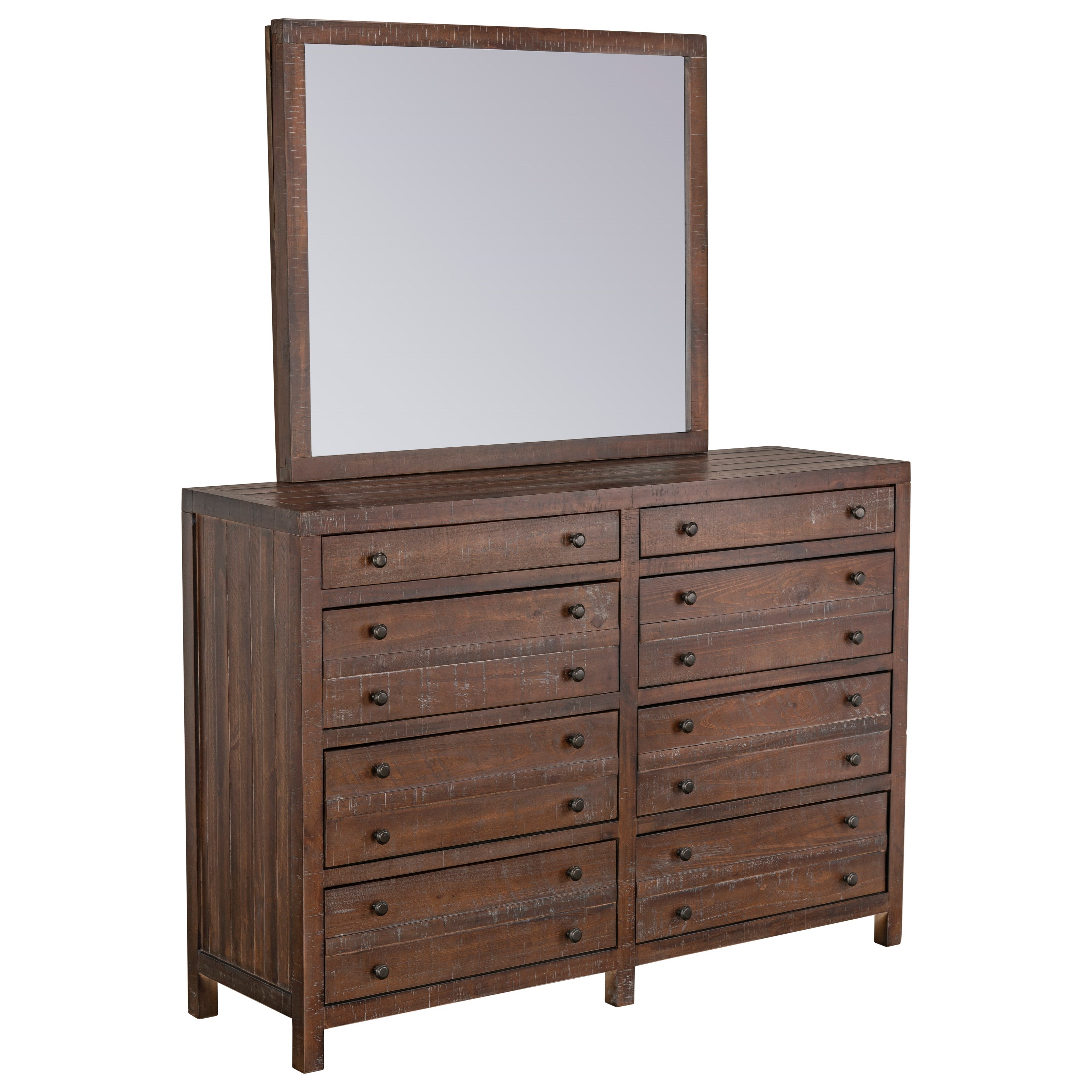 Standard Furniture Edinburg Rustic 8 Drawer Dresser And Mirror Set