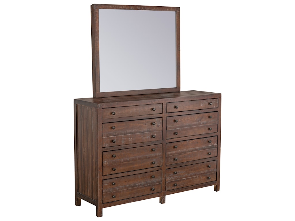 Standard Furniture Edinburg Rustic 8 Drawer Dresser And Mirror Set