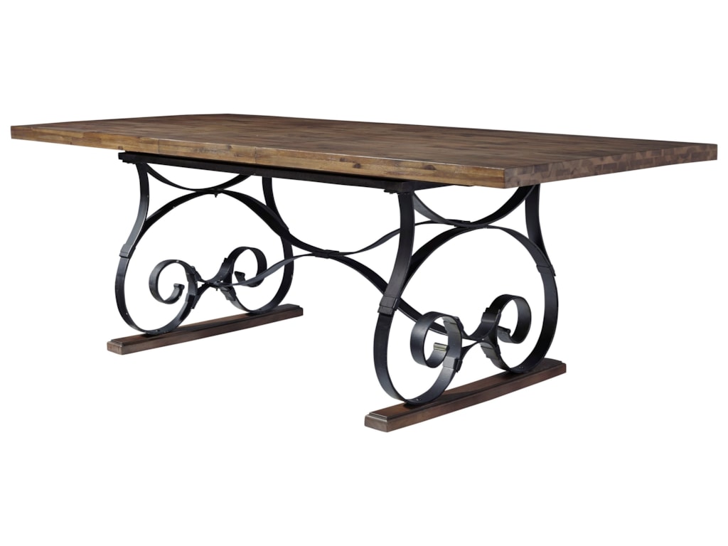 Standard Furniture Hawkins Trestle Dining Table With Scroll Metal Standard Furniture Hawkinsdining Table