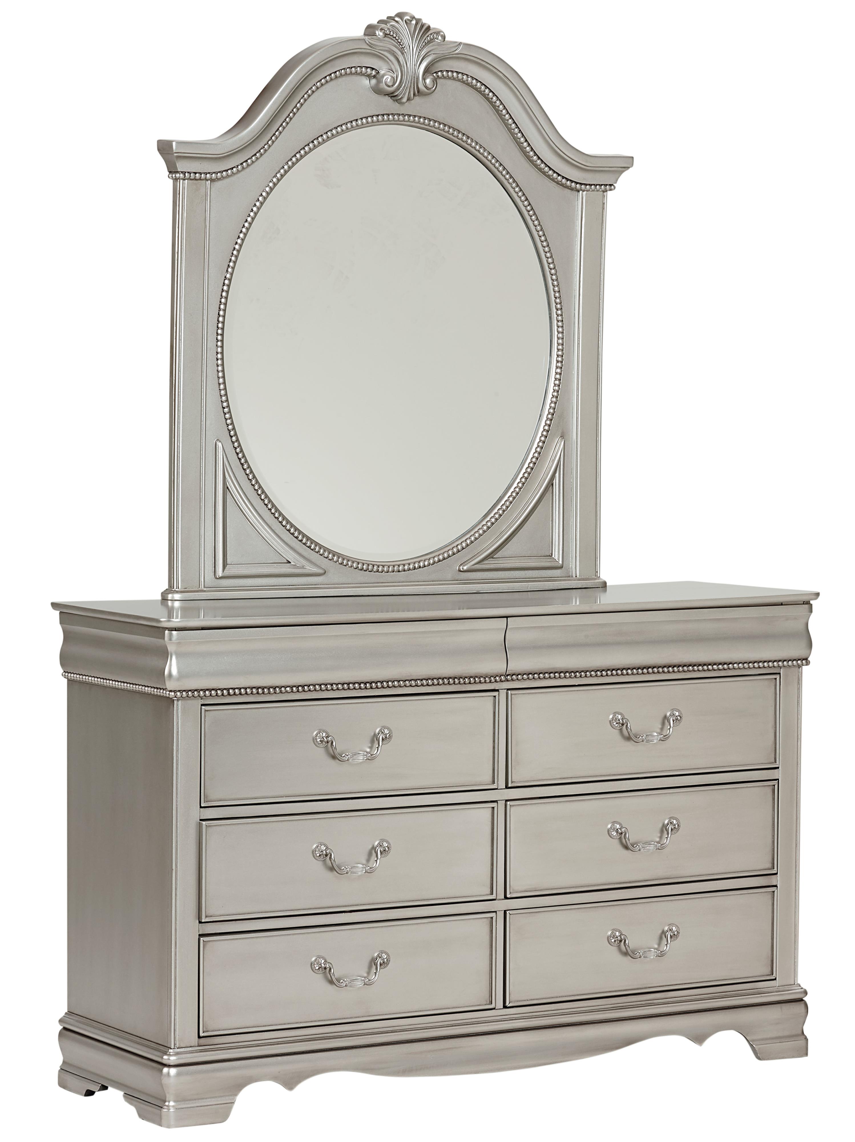 Standard Furniture Jessica Silver 8 Drawer Dresser Ornate Mirror
