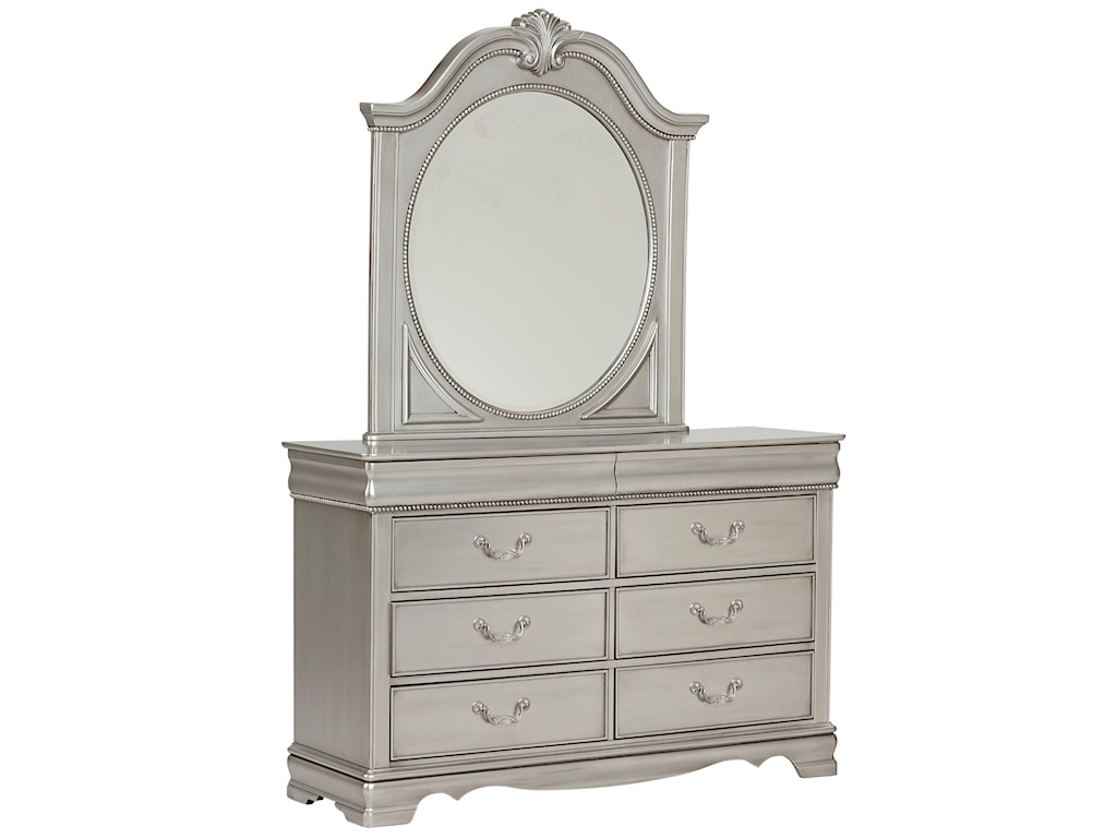 Standard Furniture Jessica Silver 8 Drawer Dresser Ornate Mirror Set Royal Furniture Dresser Mirror Sets