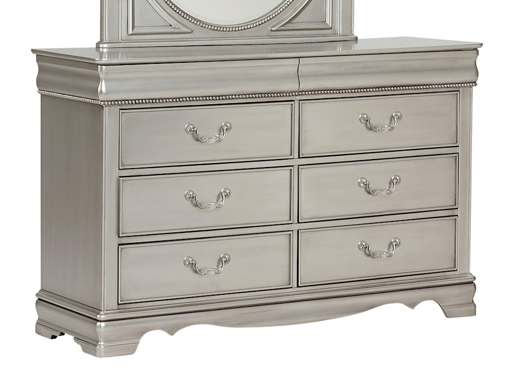 Standard Furniture Jessica Silver 8 Drawer Dresser With Scrolled