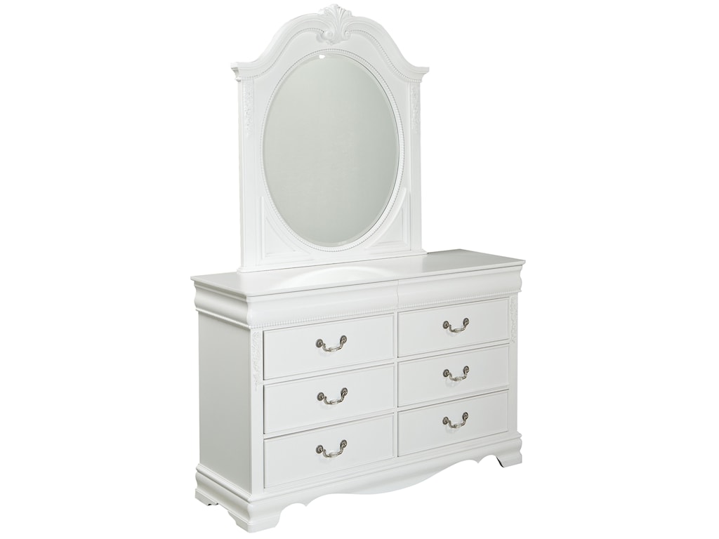 Standard Furniture Jessica 8 Drawer Dresser Ornate Mirror Set