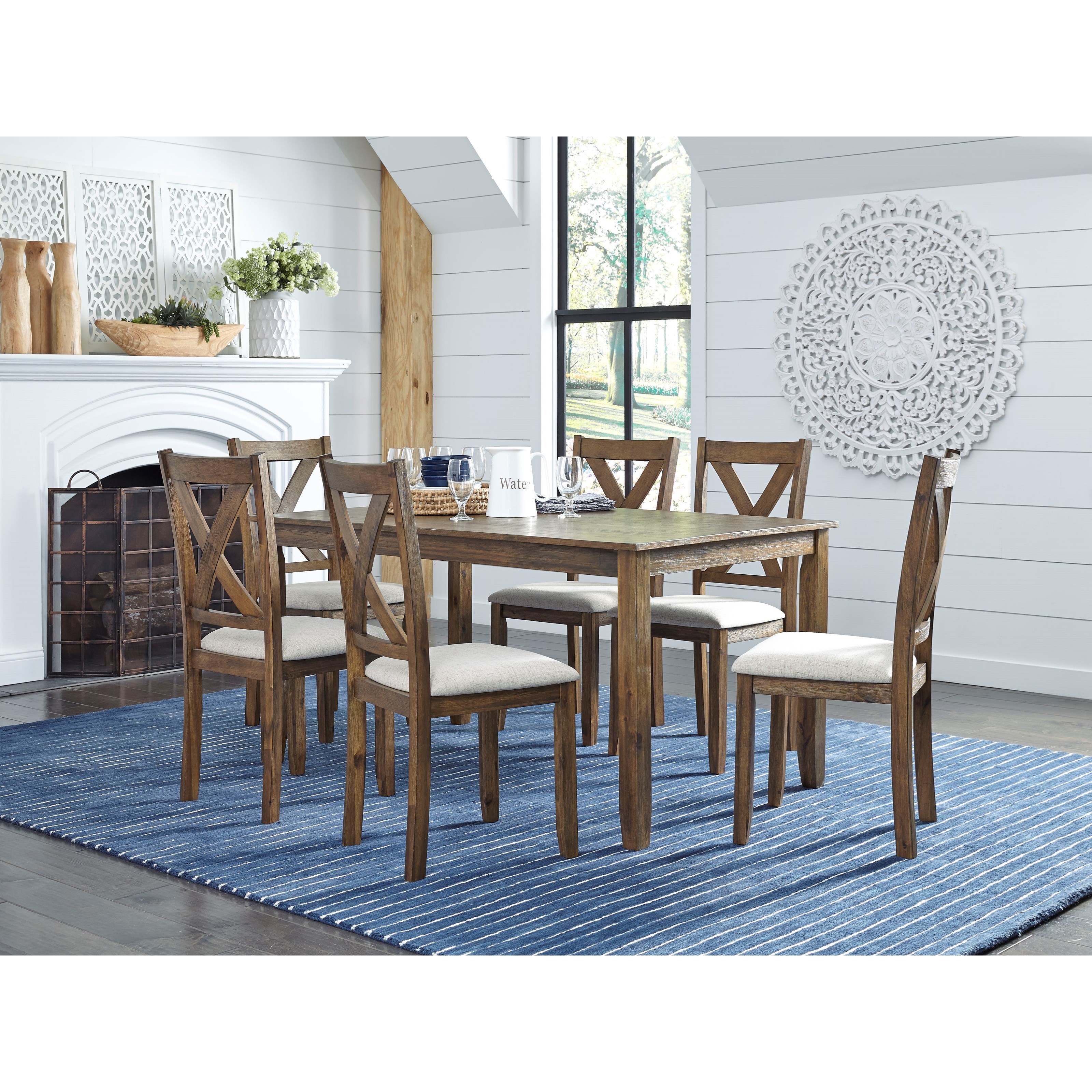 Standard Furniture Langston Dark Rustic 7 Piece Dining Set With X
