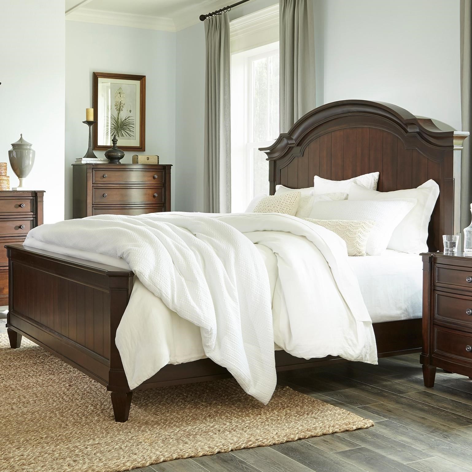 Standard Furniture Mallory Brown Transitional King Panel Bed With Arched Headboard And Slat Design Royal Furniture Panel Beds