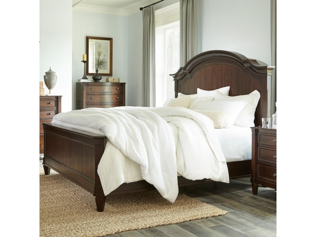 Standard Furniture Mallory Brown Transitional Queen Panel Bed With Arched Headboard And Slat Design Royal Furniture Panel Beds
