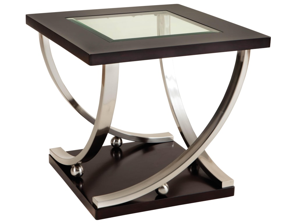 Standard Furniture Melrose Square End Table With Glass Table Top
