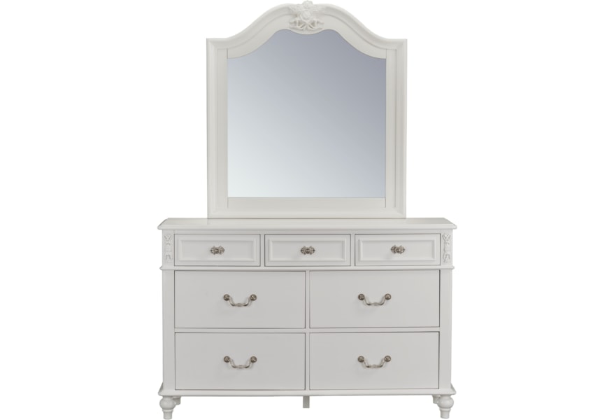 Zenith Olivia Traditional 7 Drawer Dresser And Mirror Set Efo