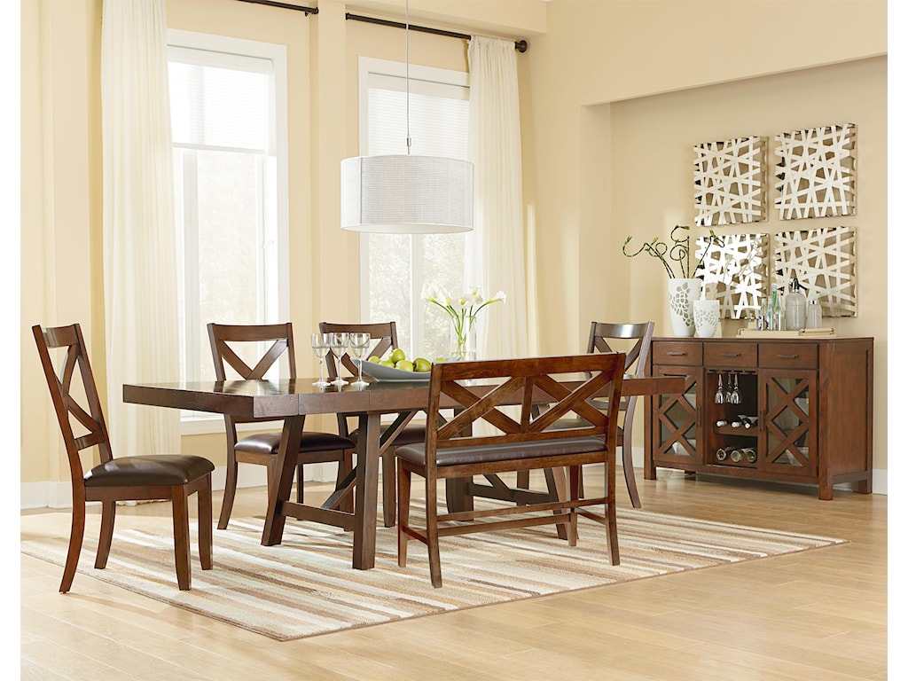 Standard Furniture Omaha Brown Trestle Dining Room Table With Two Leaves Royal Furniture Dining Tables