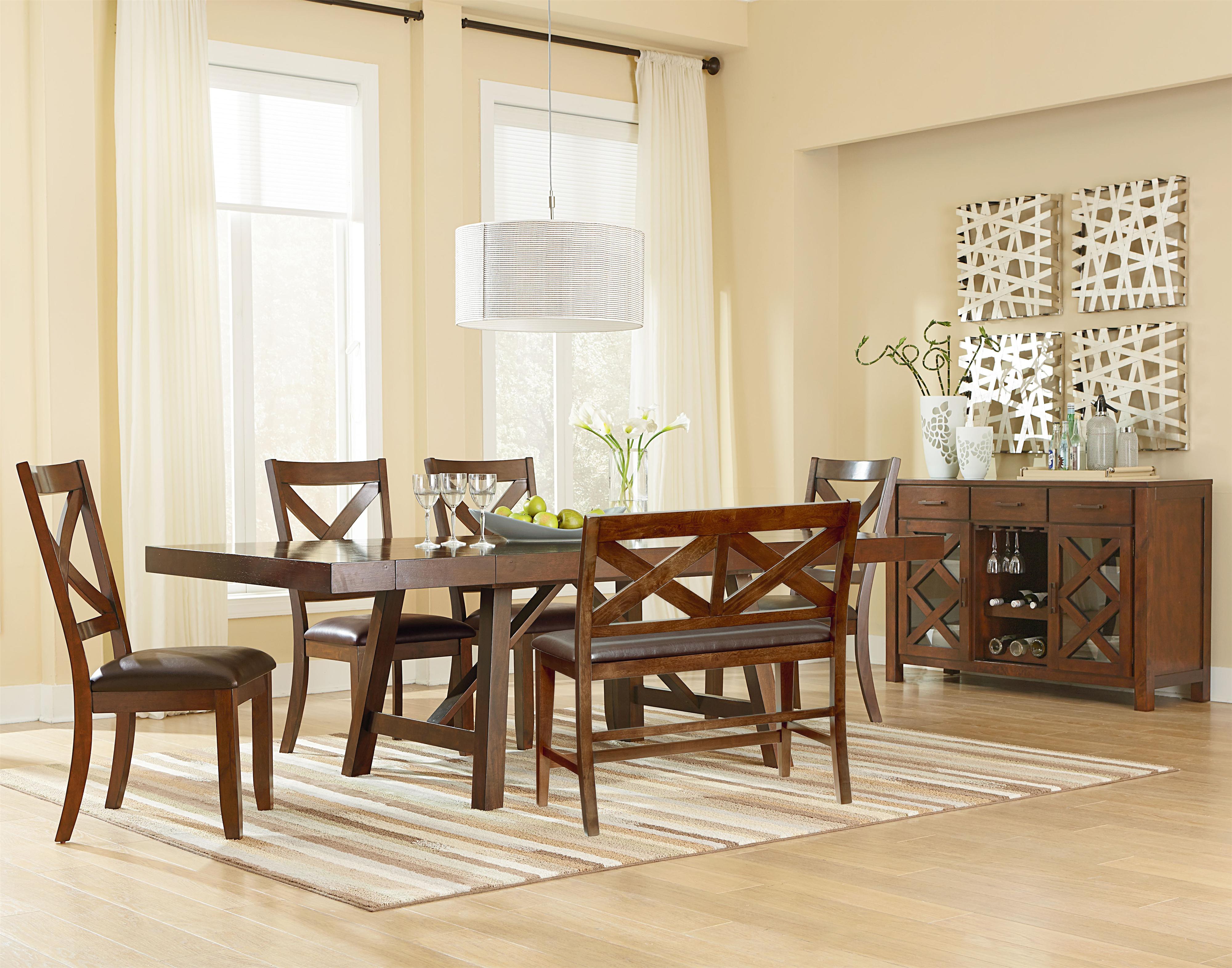 Standard Furniture Omaha Brown Dining Bench With Upholstered Seat