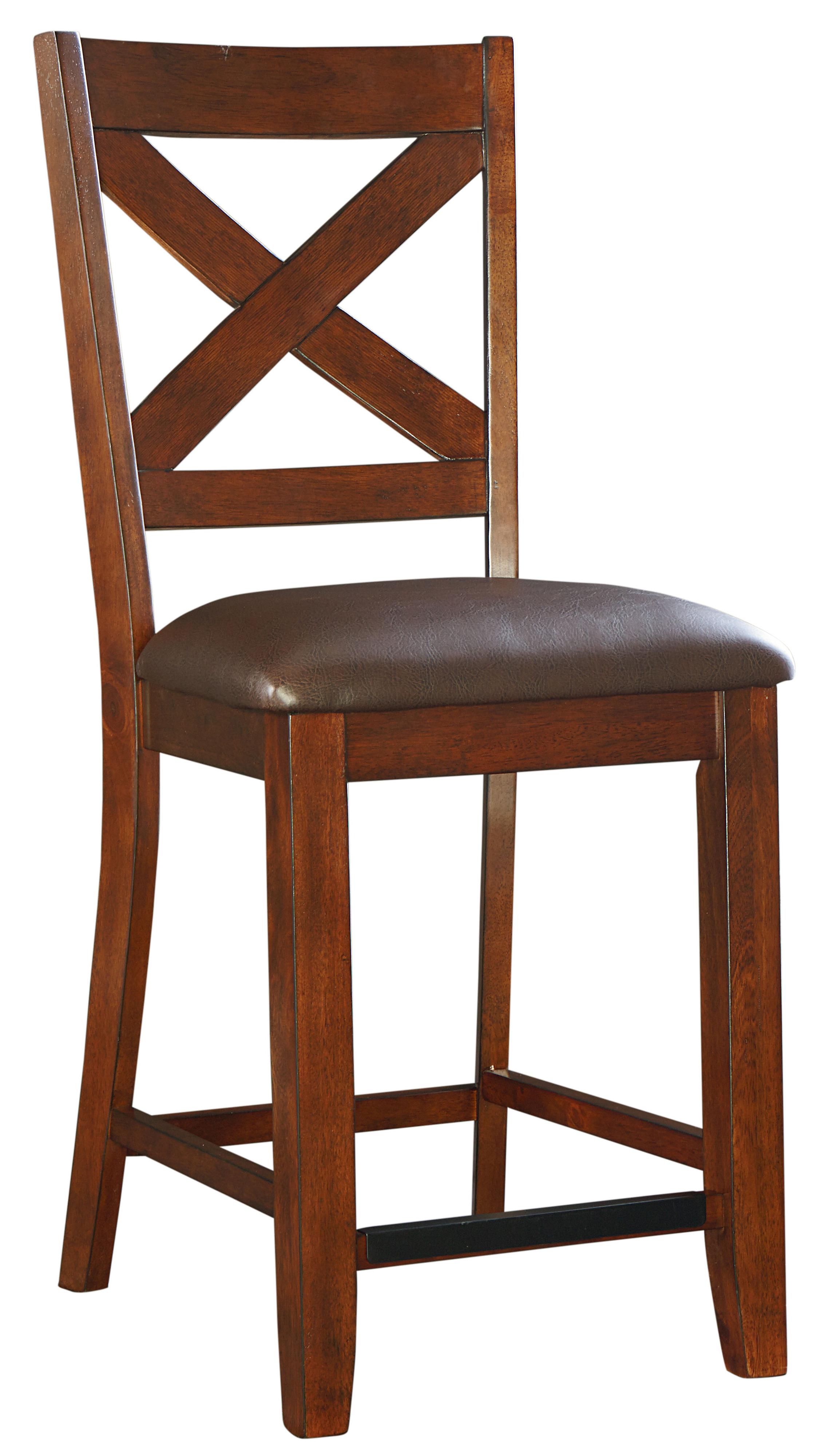 Standard Furniture Omaha Brown Counter Height Bar Stool With Upholstered Seat And X Back Royal Furniture Bar Stools