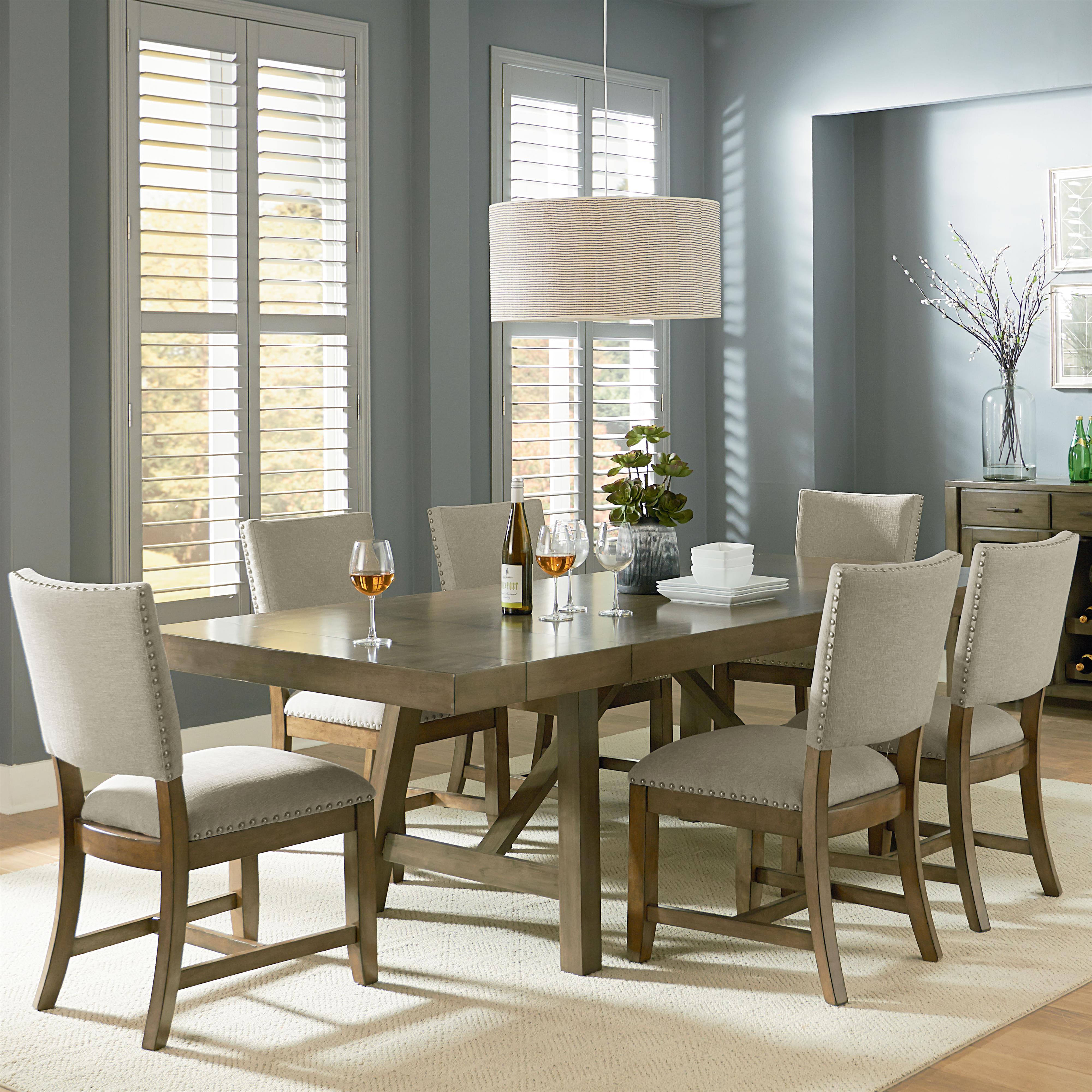 Standard Furniture Omaha Grey 7 Piece Trestle Table Dining Set