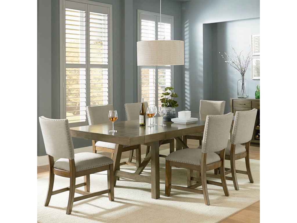 Standard Furniture Omaha Grey 7 Piece Trestle Table Dining Set