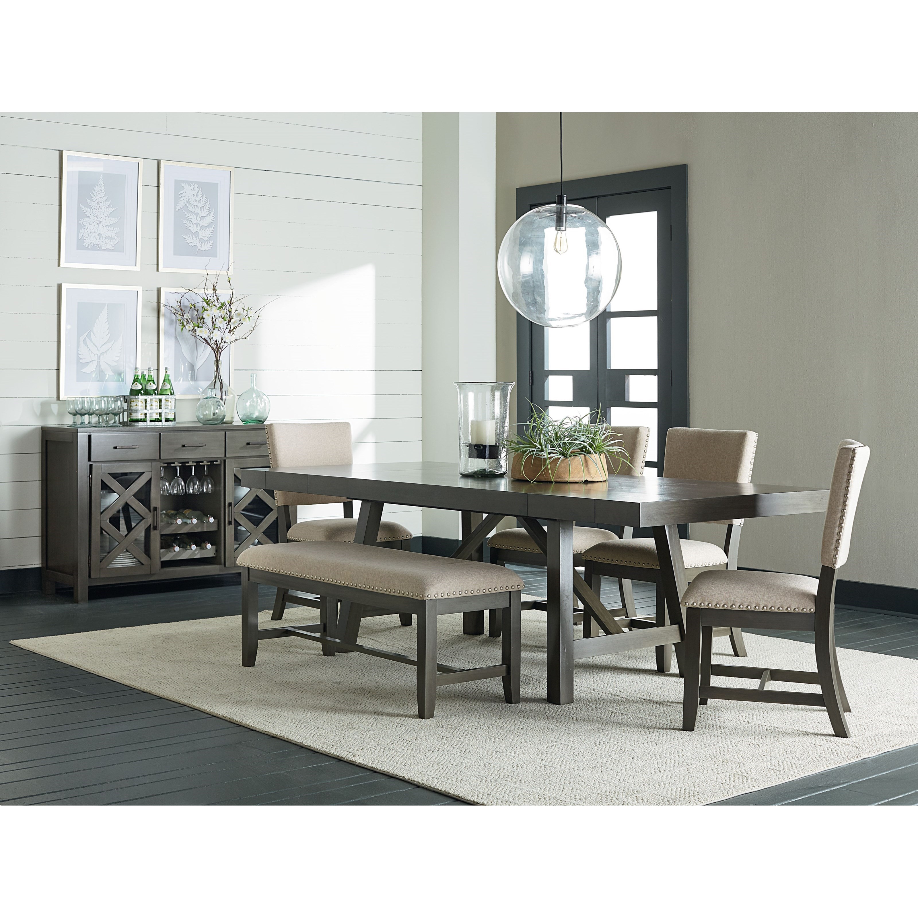 Standard Furniture Omaha Grey Upholstered Dining Bench Pedigo