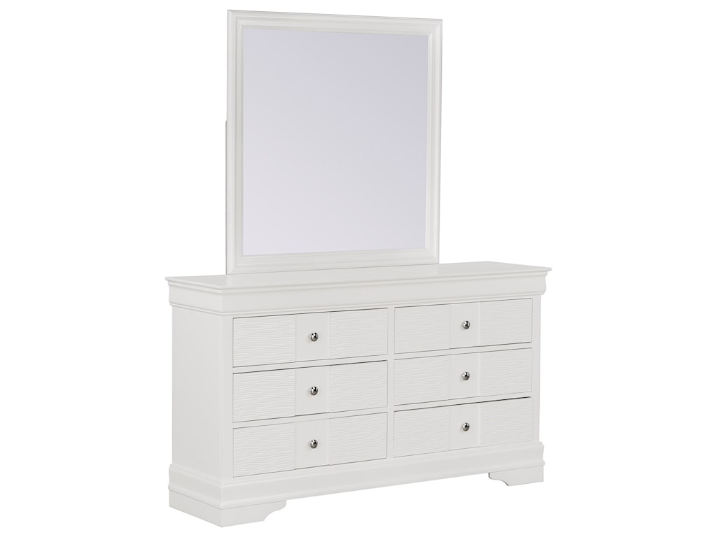 Standard Furniture Wave White Contemporary Dresser And Mirror