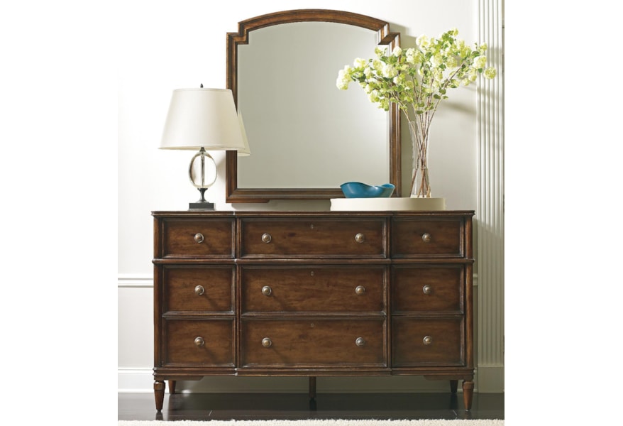 Stanley Furniture Vintage Antiqued Dresser Mirror Set Dunk