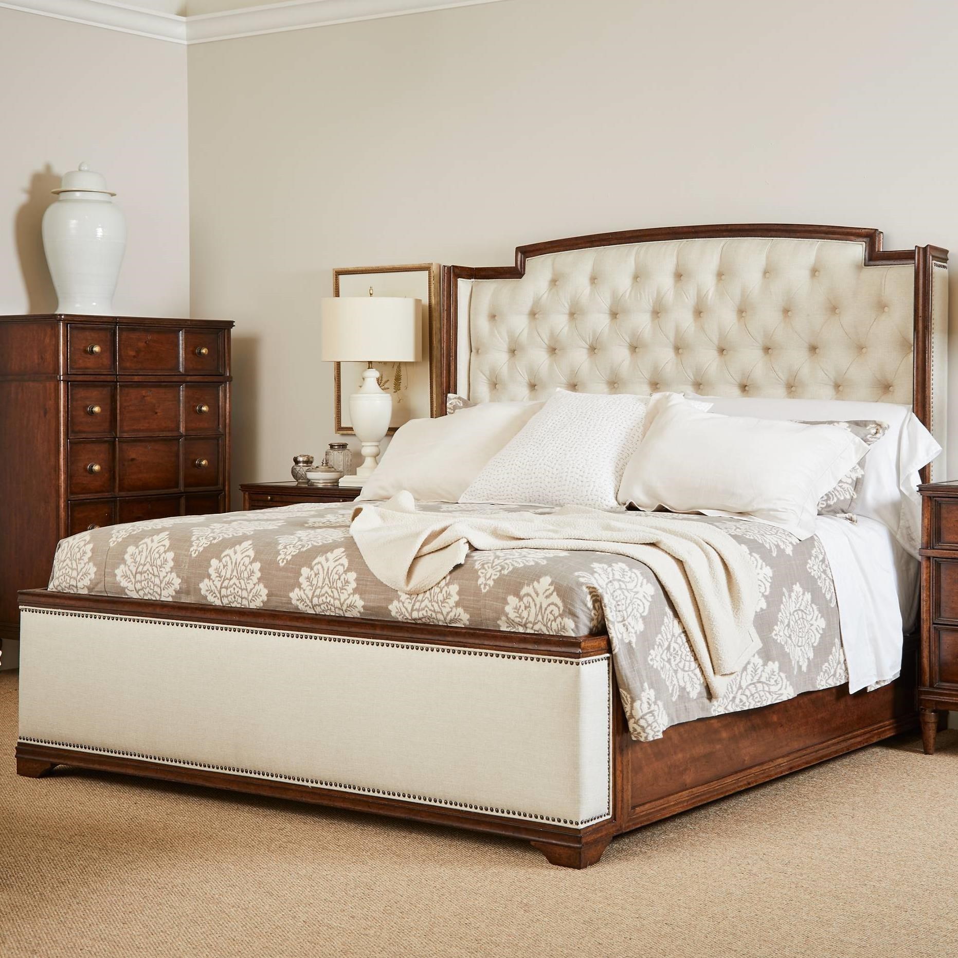 Stanley Furniture Vintage Queen Wing Back Upholstered Bed With Button Tufting And Nailheads Find Your Furniture Upholstered Beds