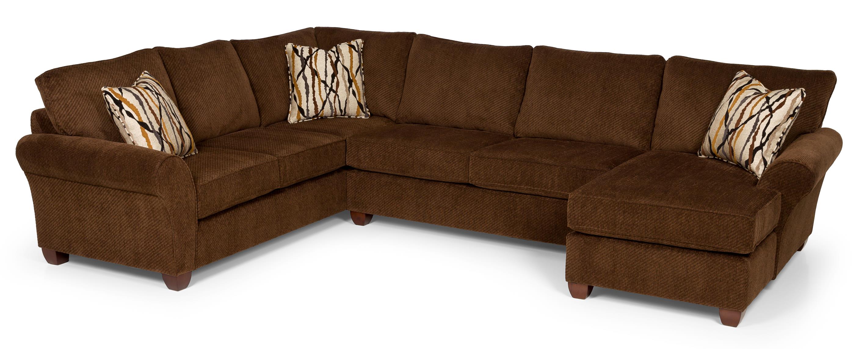 Stanton 320 Transitional Three Piece Sectional Sofa With Rolled Arms Wilson S Furniture Sectional Sofas
