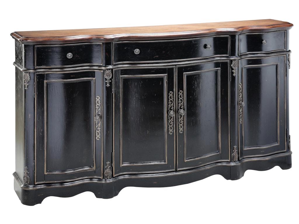 credenzas 4 door black credenza with wood top morris home