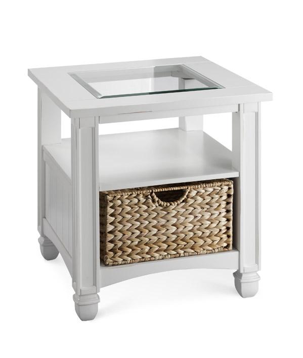 Stein World Casual Nantucket Glass Top End Table With Storage