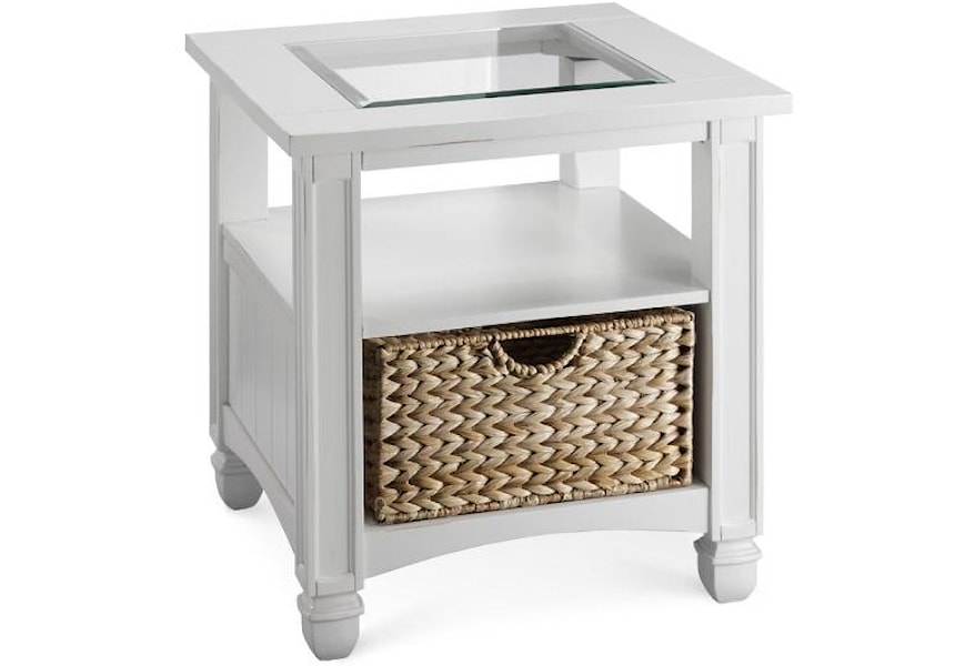 Stein World Casual Nantucket Glass Top End Table With Storage