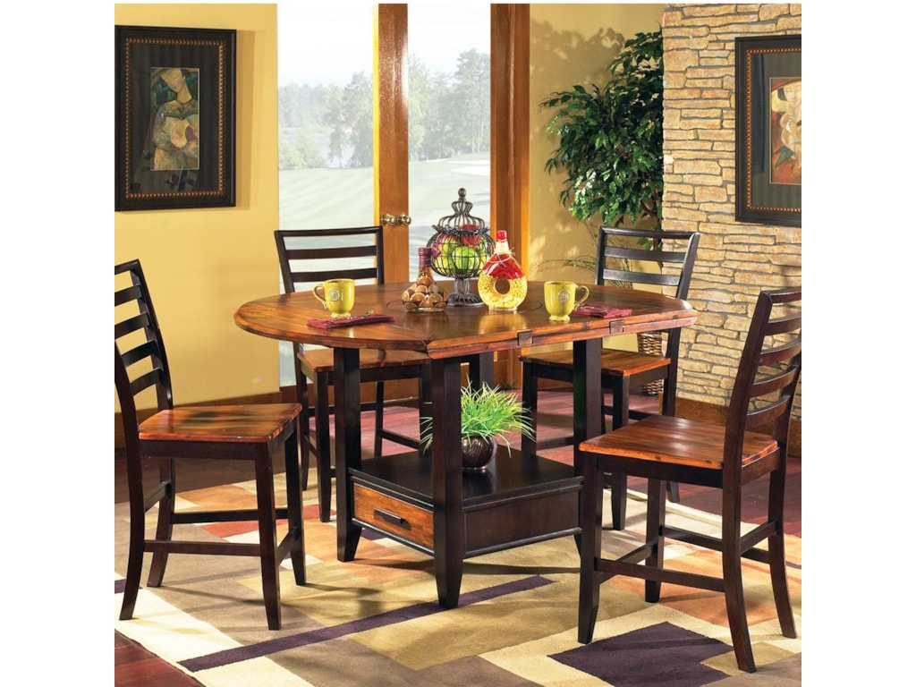Steve Silver Abaco 5 Piece Gathering Table Set With Storage Base And Steve Silver Abaco5 Piece Square Round Gathering Table Set