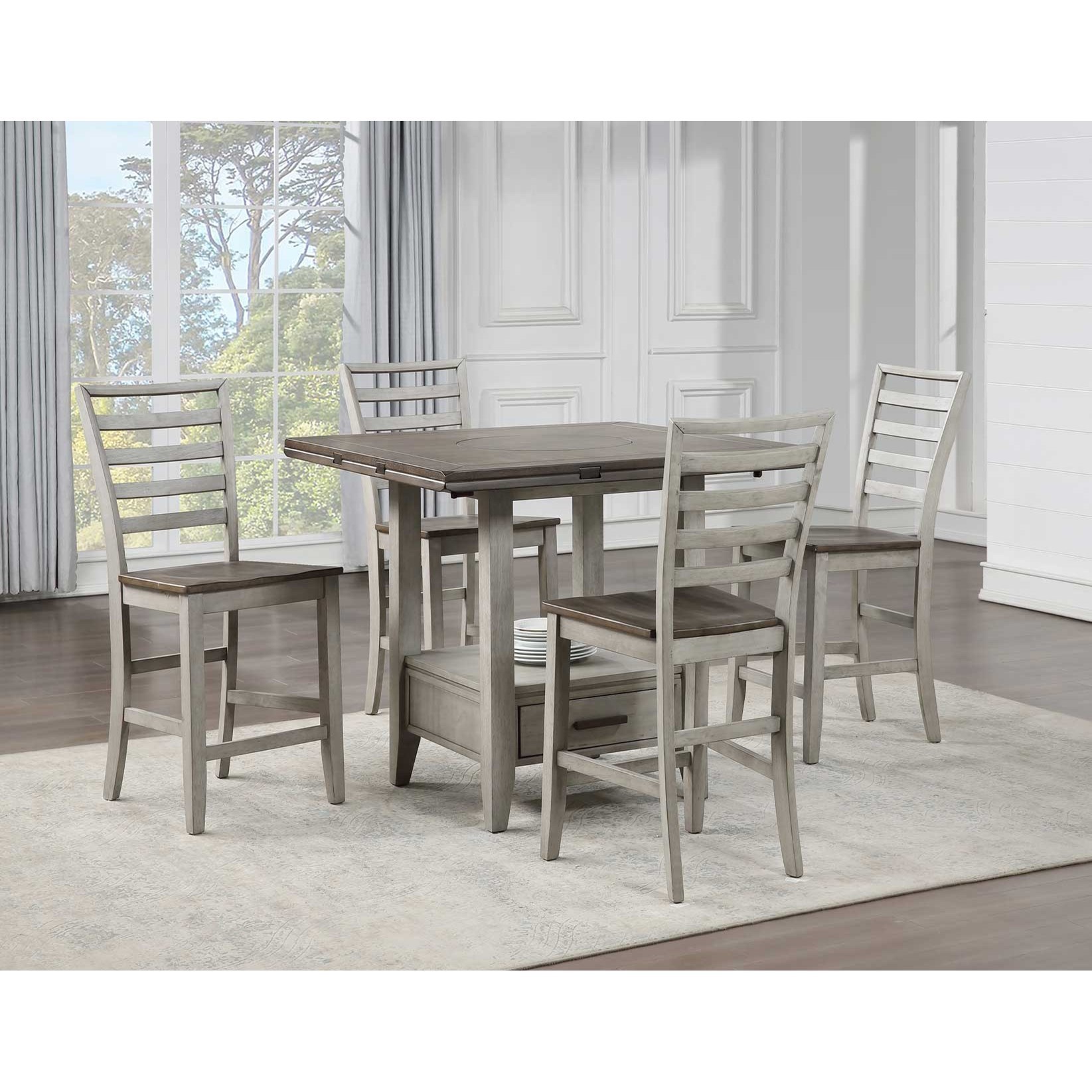 Steve Silver Abacus Casual 5 Piece Counter Table And Chair Set
