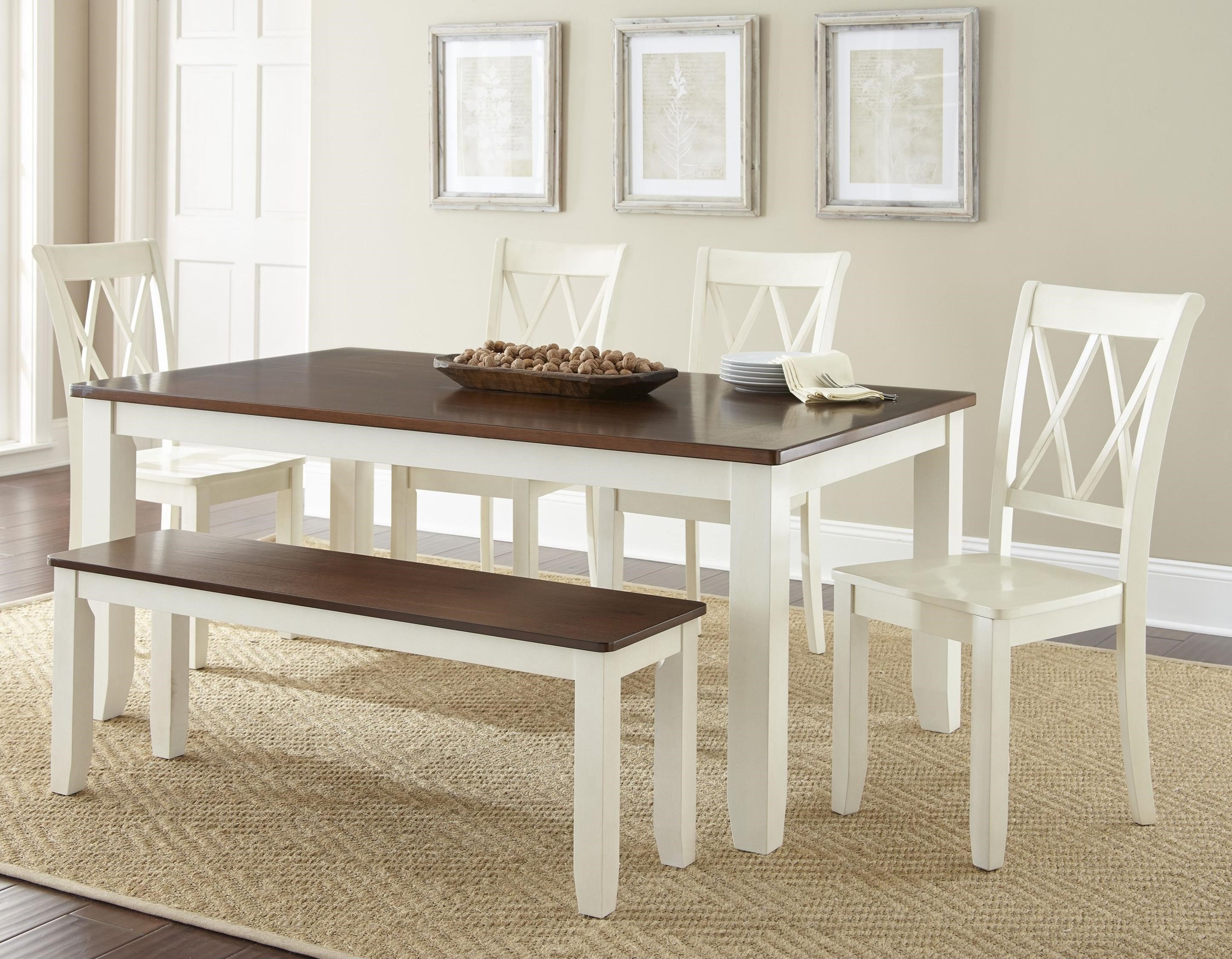 Aida Cottage Style Two Tone Table And Chair Set With Bench By Vendor 3985 At Becker Furniture World