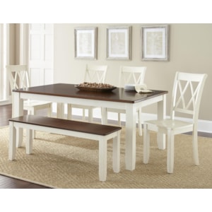 Star Aida Cottage Style Two Tone Table And Chair Set With Bench